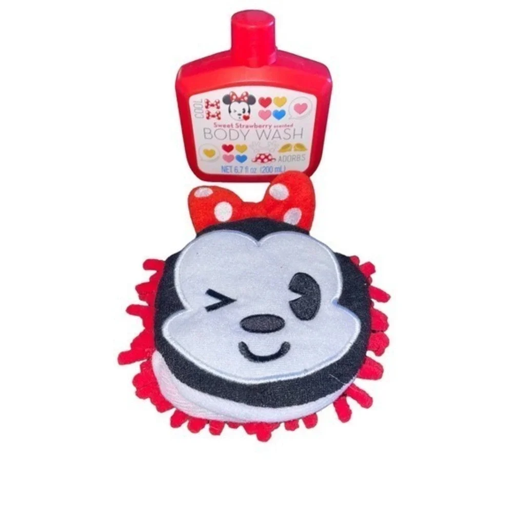 Minnie Mouse Wash Buddy Strawberry Body Wash & Mitt Girls Bath New